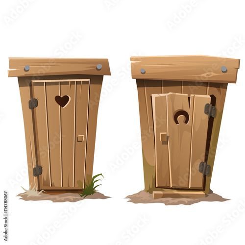 Photography Two rural toilets on white background
