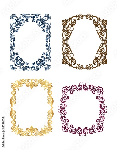 Royal frame set with luxurious damask ornaments. Design element for photo, il...