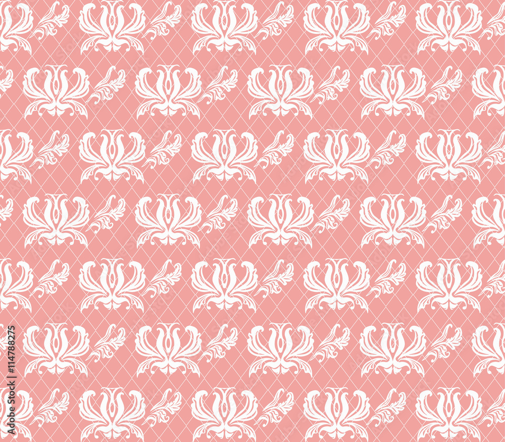 Abstract Floral ornament pattern. Modern trendy background. Pink color