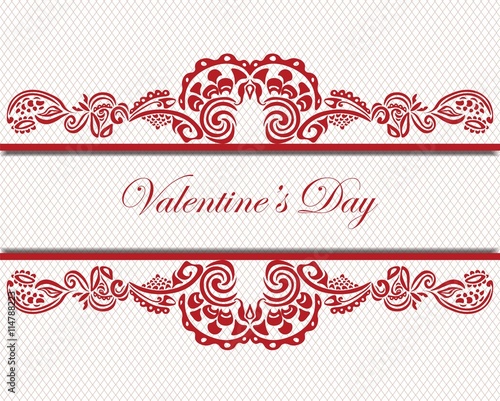 Valentine's Day Lace Card. Vector illustration