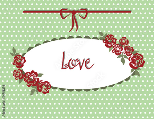 Vintage style Love card with flowers. Vector
