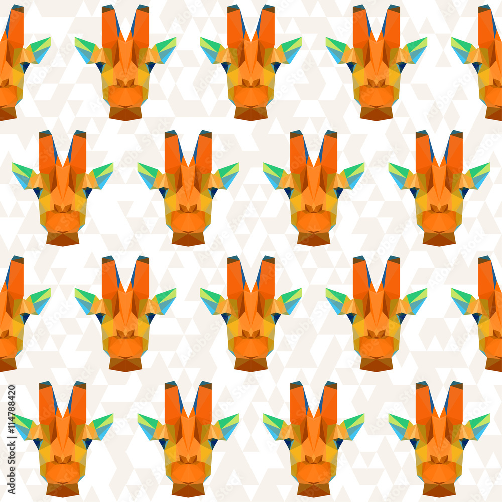 Naklejka premium Abstract geometric polygonal giraffe seamless pattern background