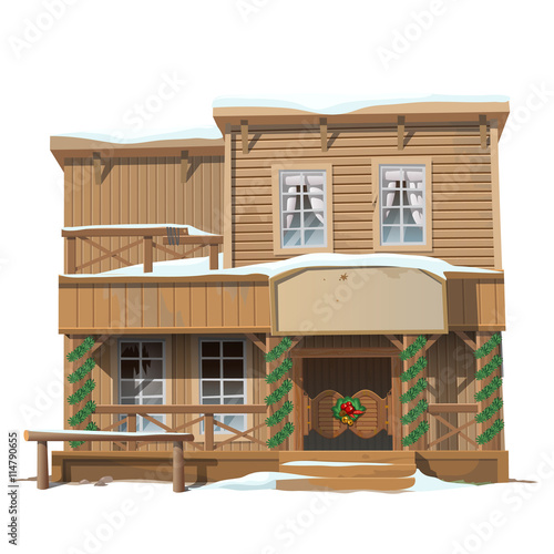 Wooden classic saloon decorated for Christmas