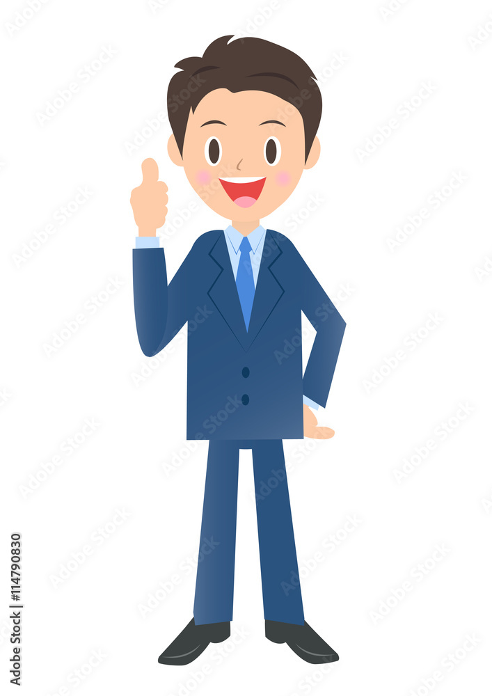 親指を立てるビジネスマン　男性会社員のイラスト素材 