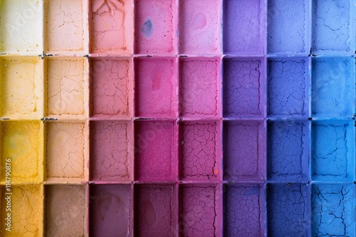 Closeup image of watercolor paint box
