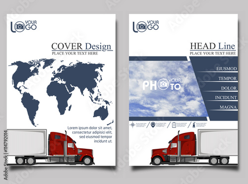 Trucking. Flyer design template vector.