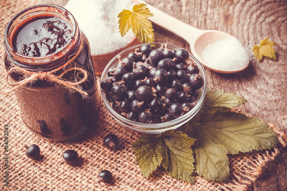 Homemade blueberry chia seeds jam . Superfoods concept. Homemade blueberry chia seeds jam . Superfoods concept.