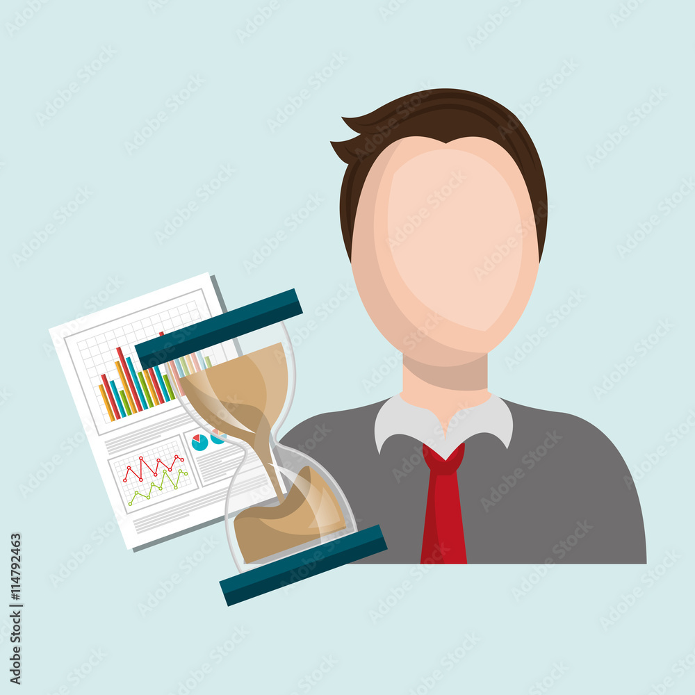 man with hourglass and statistics isolated icon design, vector illustration graphic man with hourglass and statistics isolated icon design, vector illustration graphic