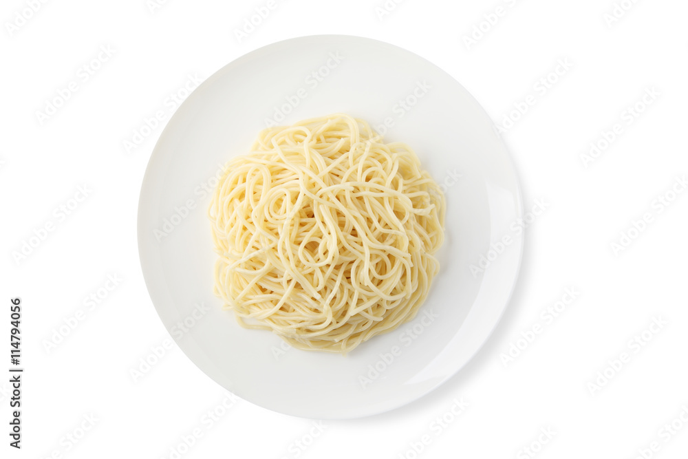 A plate of spaghetti pasta isolated on white background. A plate of spaghetti pasta isolated on white background.