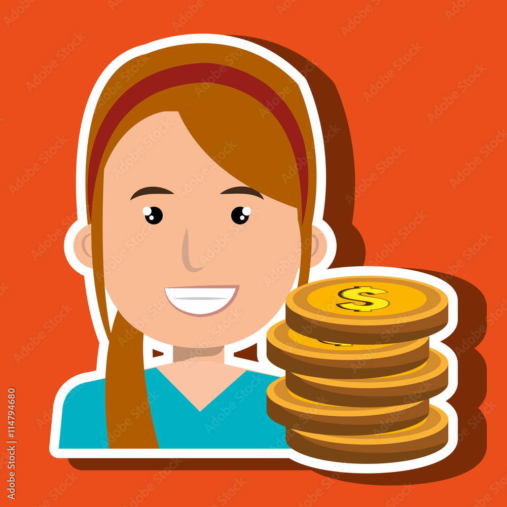 woman with coins isolated icon design, vector illustration graphic woman with coins isolated icon design, vector illustration graphic