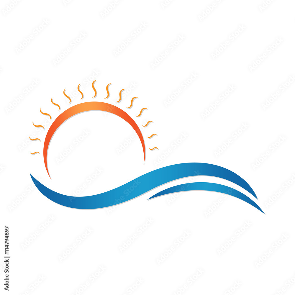 Sun and sea. Summer vector illustration