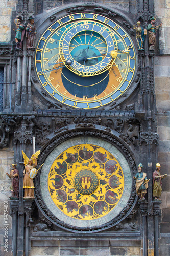 Prague Astronomical Clock on the day the sun opposite the moon