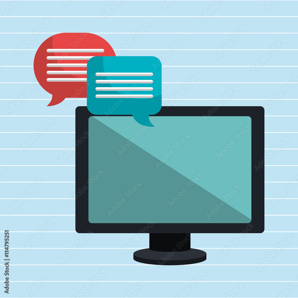 speech bubbles with computer isolated icon design, vector illustration graphic speech bubbles with computer isolated icon design, vector illustration graphic