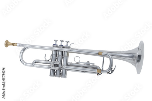 classical wind musical instrument cornet isolated on white background