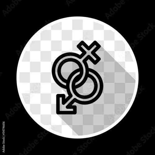 Gender signs for male and female, circles with cross and arrow. Vector illustration