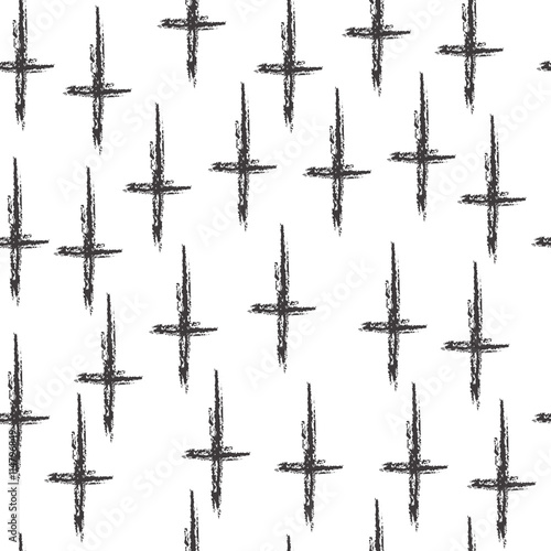Minimalist pattern with the cross, geometric shapes. Modern background. Hipster style texture. Gothic style fabric pattern. Vector illustration