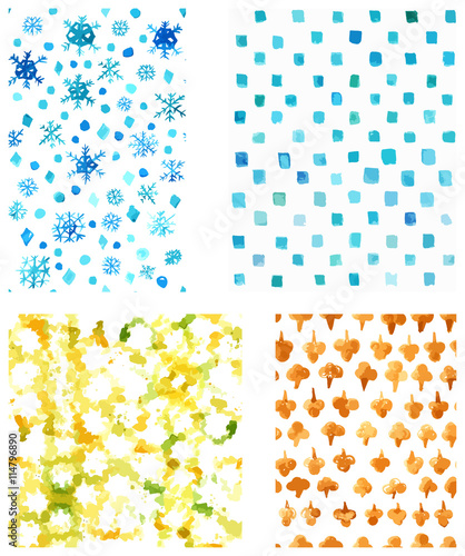 Set of vector watercolor textures representing four seasons of y