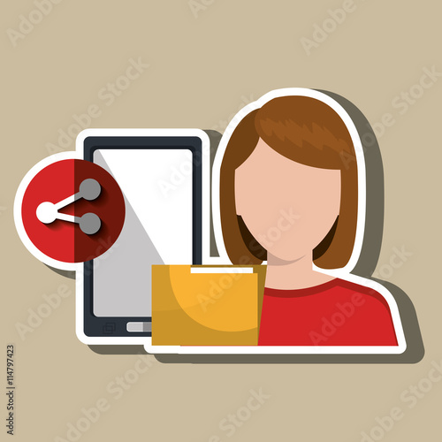 smartphone user sharing files isolated icon design, vector illustration  graphic 