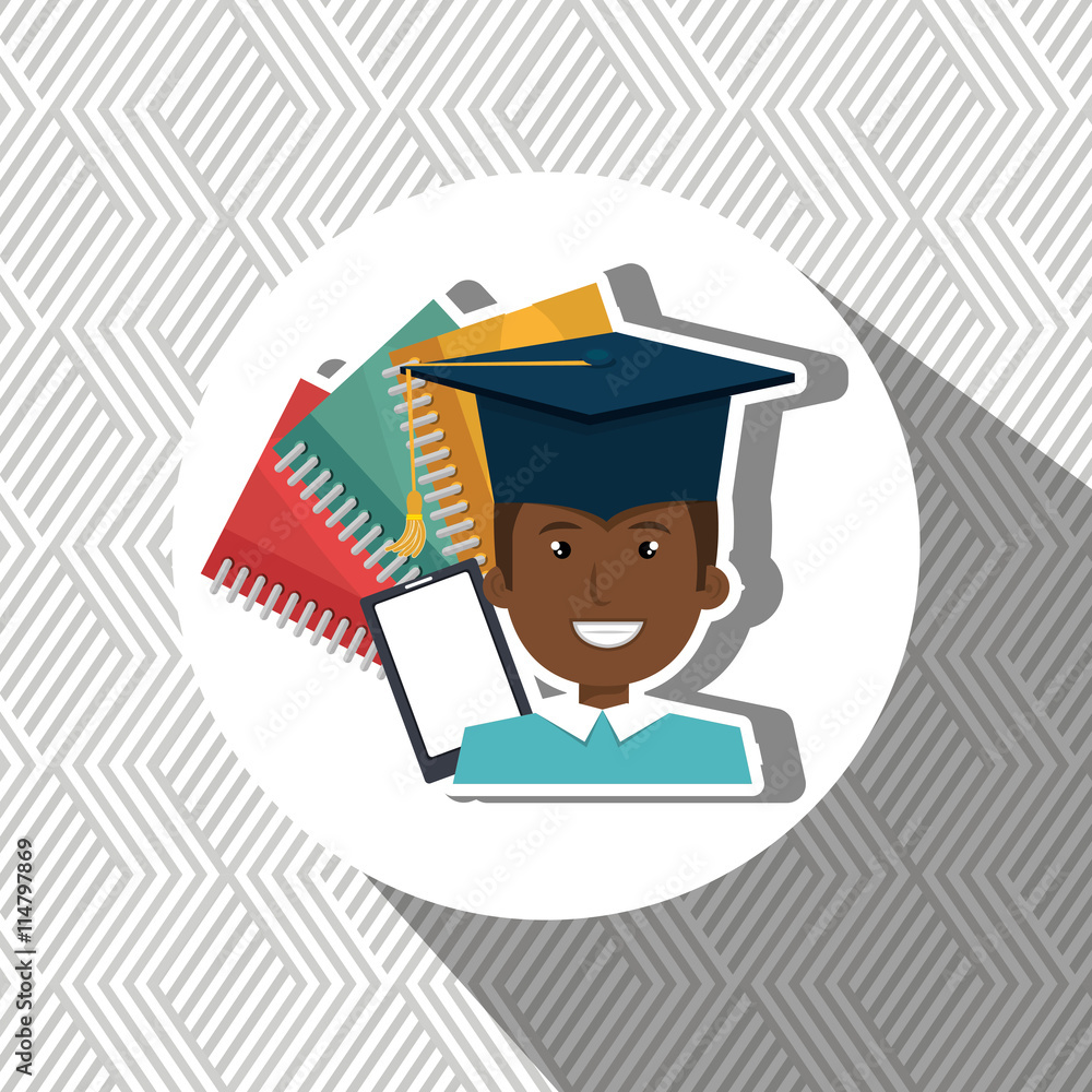 graduate student with  books isolated icon design, vector illustration  graphic 