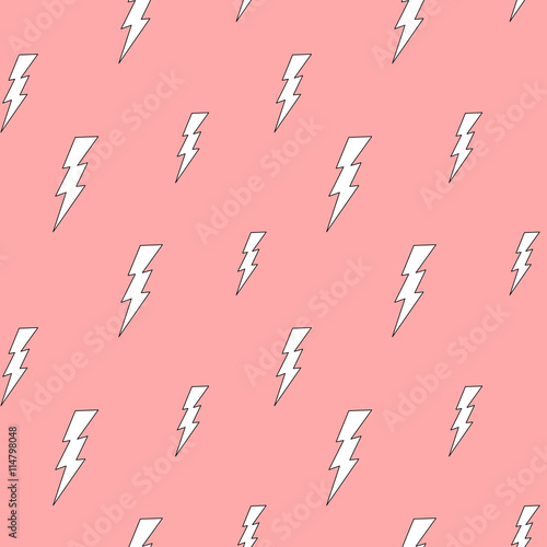 cute cartoon white lightning on pink background seamless vector pattern illustration