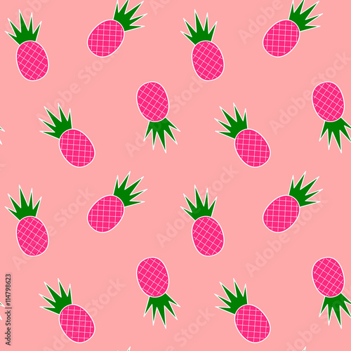 colorful pineapples on pink background seamless vector pattern illustration © Alice Vacca