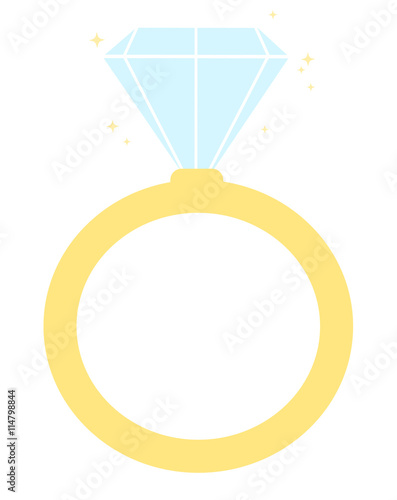 cute cartoon diamond engagement ring vector illustration isolated on white background
