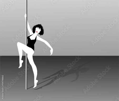 beautiful silhouette of young women dancing a pole dance photo
