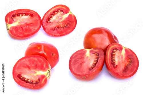 Image of tomato deer fabric lined up nicely . On a white background. look delicious.