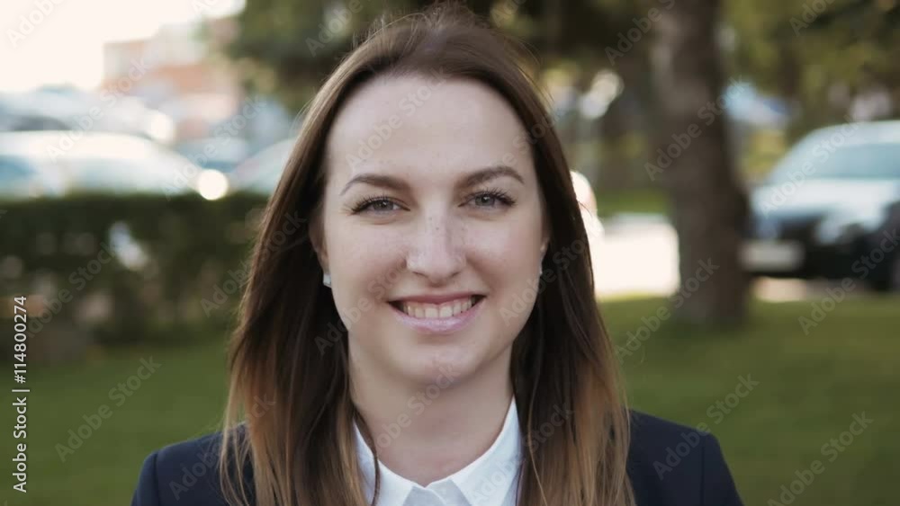 Close Up Portrait Of a Young Beautiful Business Woman Smiling Outdoor Close Up Portrait Of a Young Beautiful Business Woman Smiling Outdoor
