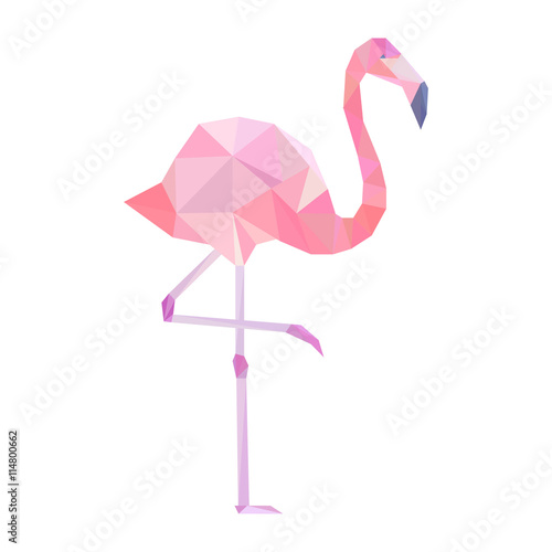 Pink polygonal flamingo.