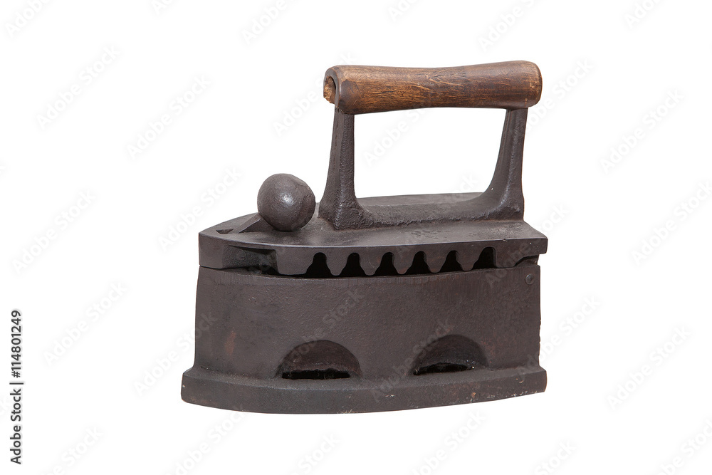 old cast iron iron isolated on white background old cast iron iron isolated on white background