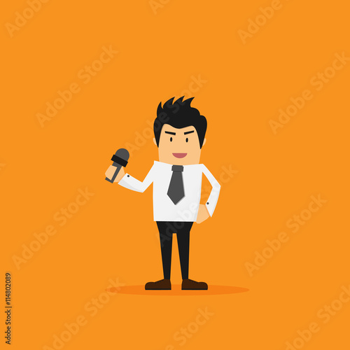 businessman holding a microphone