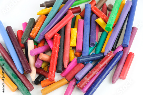 crayons on white background