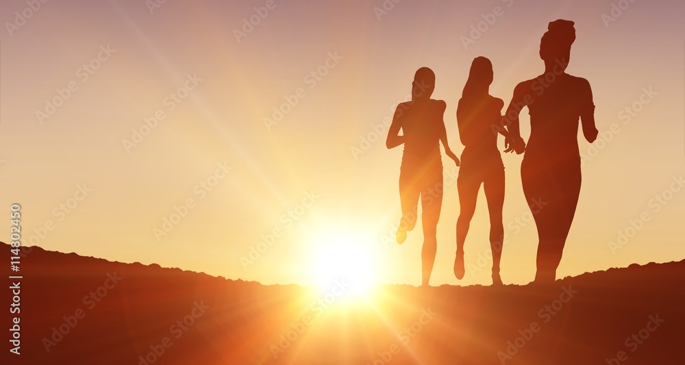 Fototapeta premium Composite image of running silhouettes