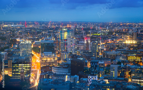 London at night, aerial view 