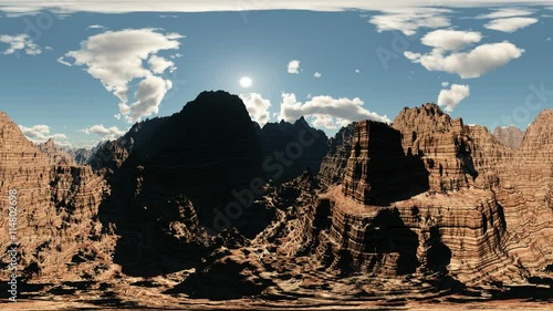 panoramic of canyon timelapse. made with the one 360 ​​degree lense camera without any seams. ready for virtual reality 360