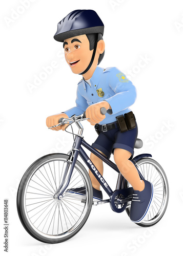 3D Policeman on bicycle