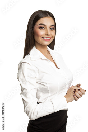 Businesswoman in white blouse