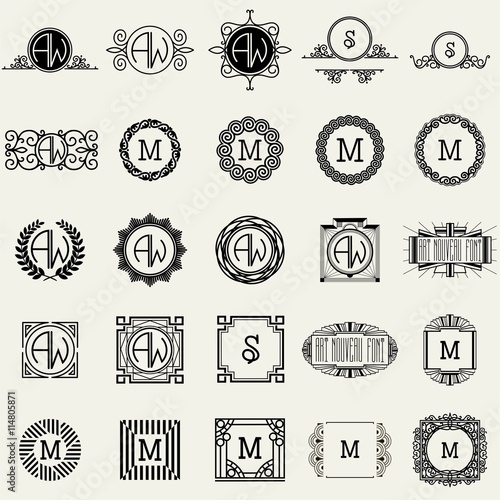 Vintage Monogram Logos Design Templates Big Set. Vector logotypes elements collection, Icons Symbols, Retro Labels, Badges, Silhouettes.