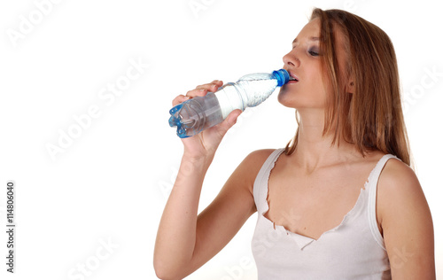 woman and bottle of water
