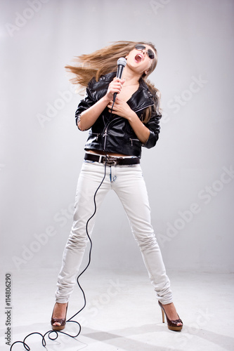 young singer with microphone