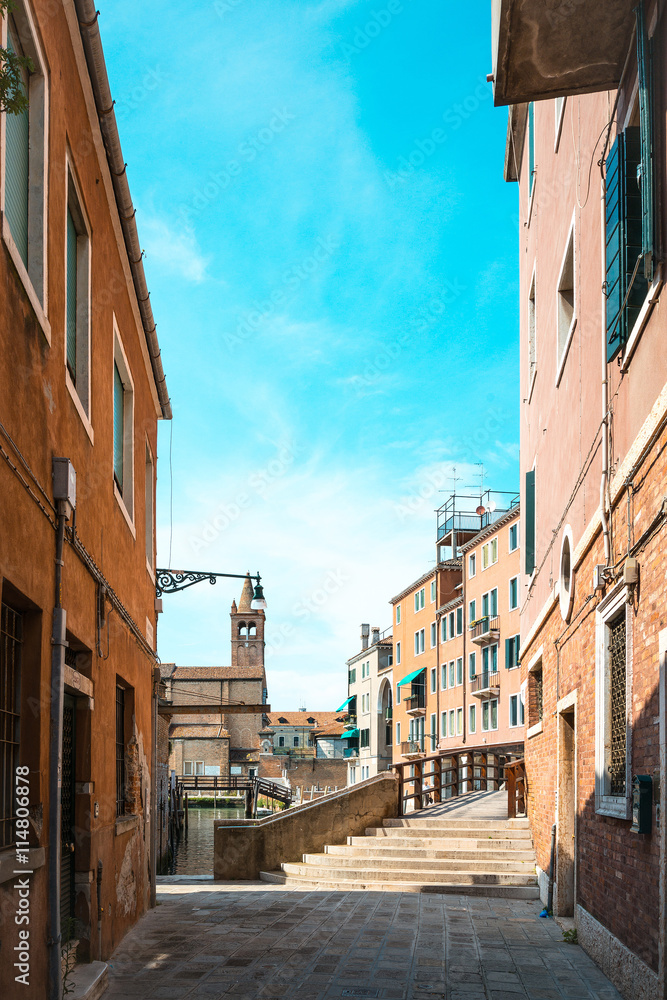 Traditional street view of old buildings in Venice, ITALY