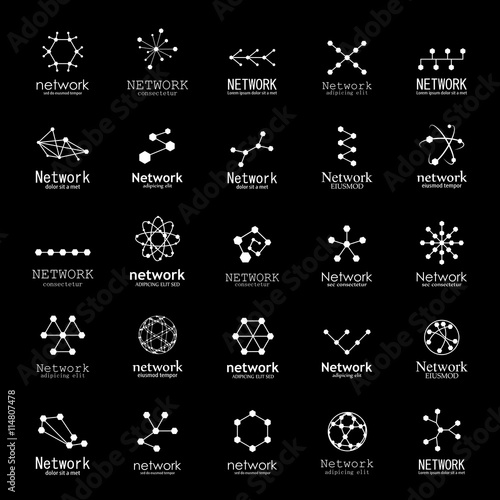 Network Icons Set - Isolated On Black Background - Vector Illustration, Graphic Design. For Web, Websites