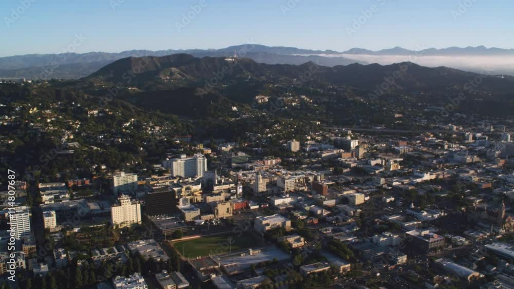 Midlevel flight over Hollywood, sign on hills in distance. Shot in 2010. Midlevel flight over Hollywood, sign on hills in distance. Shot in 2010.