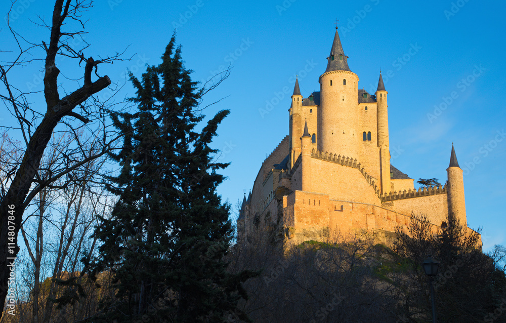 Segovia - Alcazar castle in evening light.
