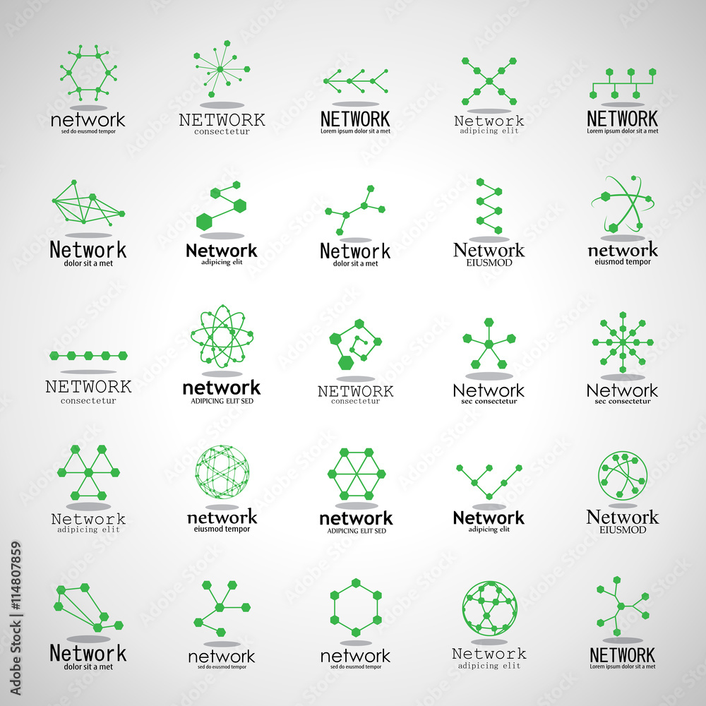 Network Icons Set - Isolated On Gray Background - Vector Illustration, Graphic Design. For Web, Websites Network Icons Set - Isolated On Gray Background - Vector Illustration, Graphic Design. For Web, Websites