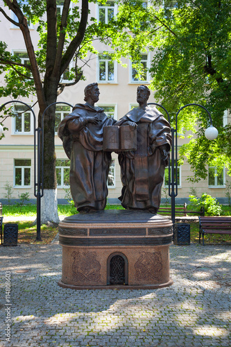 The monument to Cyril and Methodius in the city of Tver, Russia photo