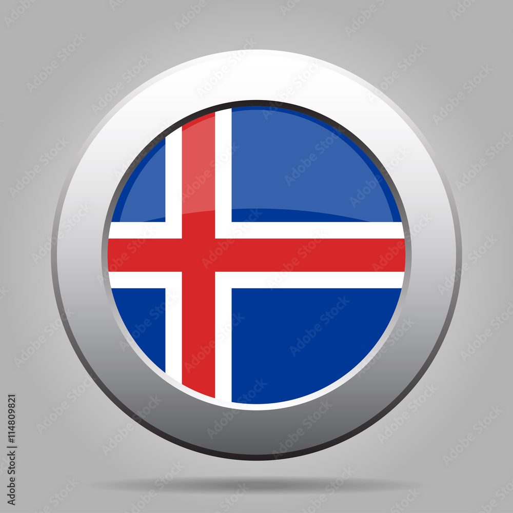 Obraz premium metal button with flag of Iceland