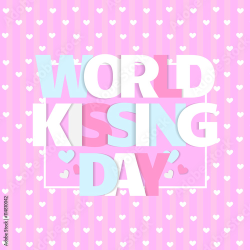 World Kissing Day vector card. Celebrate Kissing Day with hearts