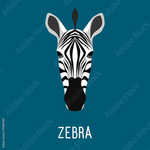 Abstract cartoon geometric zebra portrait.